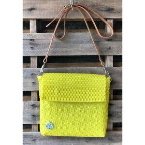 Vida Handbags of San Antonio Viviannah Yellow Woven Plastic Crossbody Bag Mexic